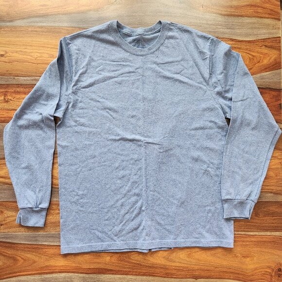 Cozy Comfortable Blue Jerzees  Long Sleeved Blue T-Shirt Large Soft - Picture 1 of 5